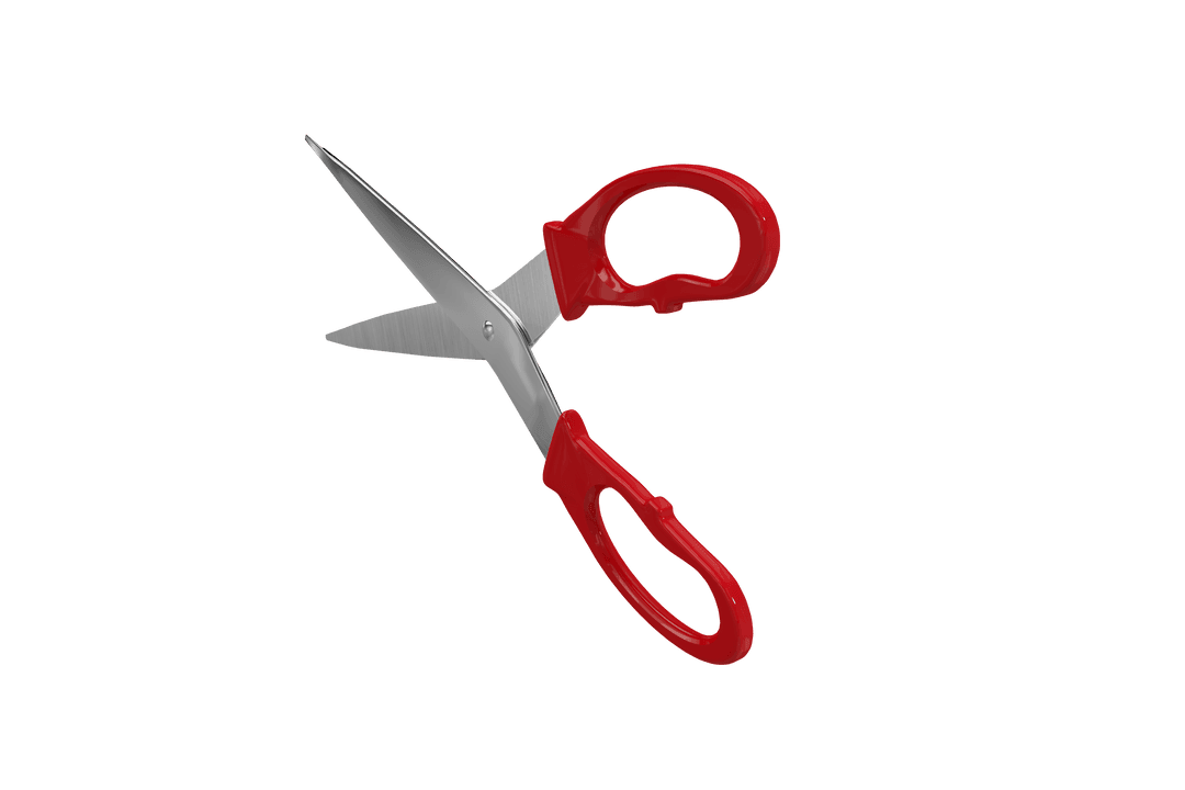 Red Handled Scissors on Transparent Background Illustration