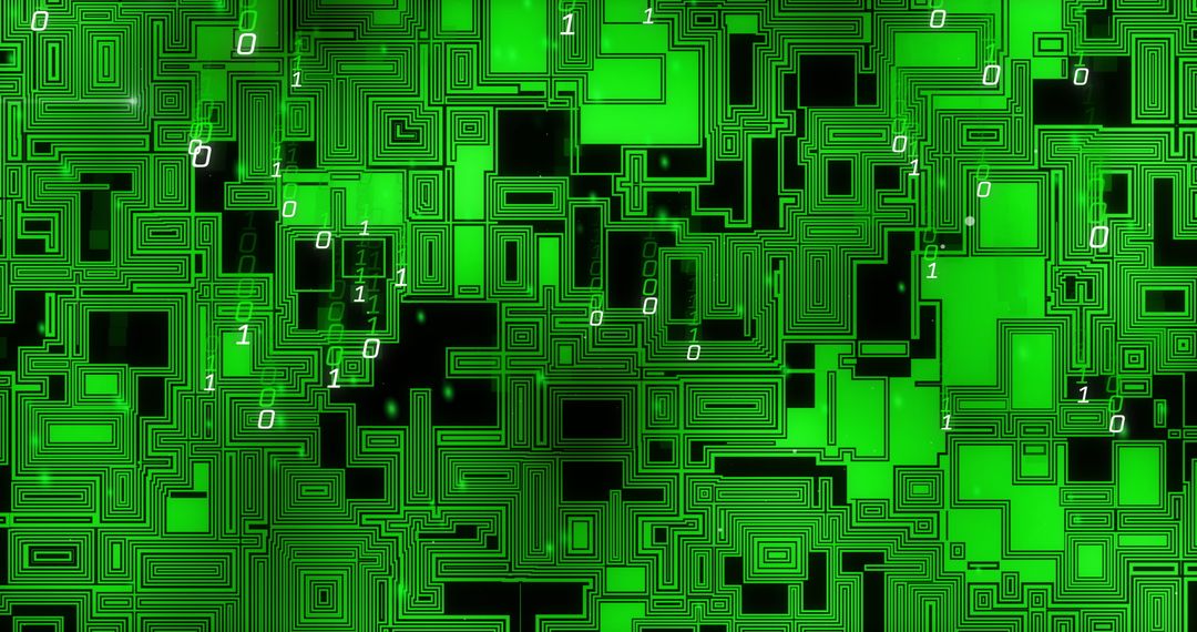 Green Digital Matrix with Binary Code and Circuit Patterns - Free Images, Stock Photos and Pictures on Pikwizard.com