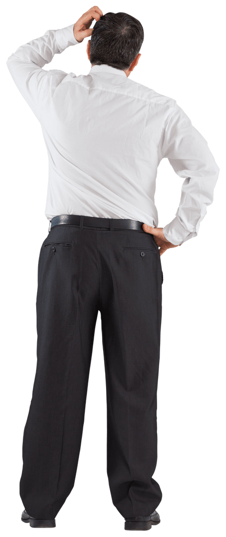 Businessman Pondering with Hand on Head Transparent Background