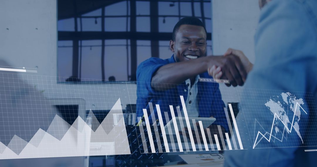 Business Meeting with Data Analytics Overlay