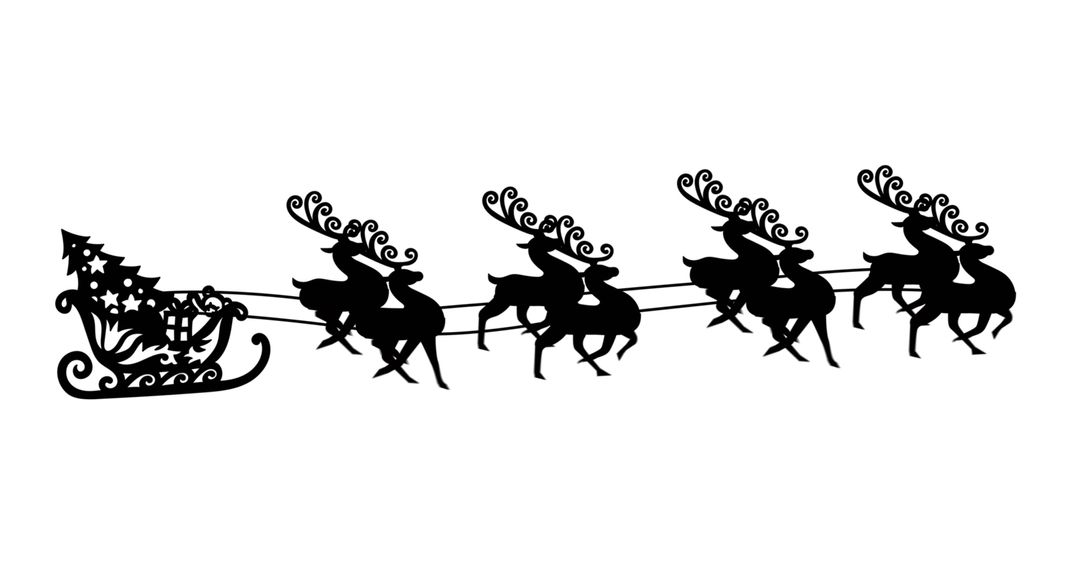 Silhouette of Christmas Sleigh with Reindeer on White Background - Free Images, Stock Photos and Pictures on Pikwizard.com