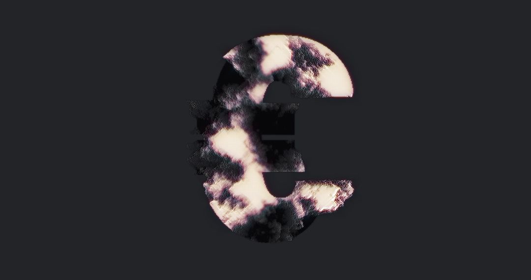 Euro Symbol with Digital Data Overlay on Dark Background