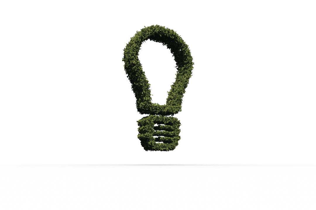 Transparent Green Light Bulb Shape with Leaves Symbolizes Eco-Friendly Energy