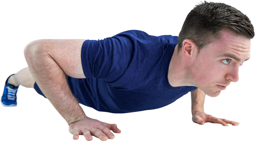 Transparent Cutout Image of Determined Athlete Performing Push-Up