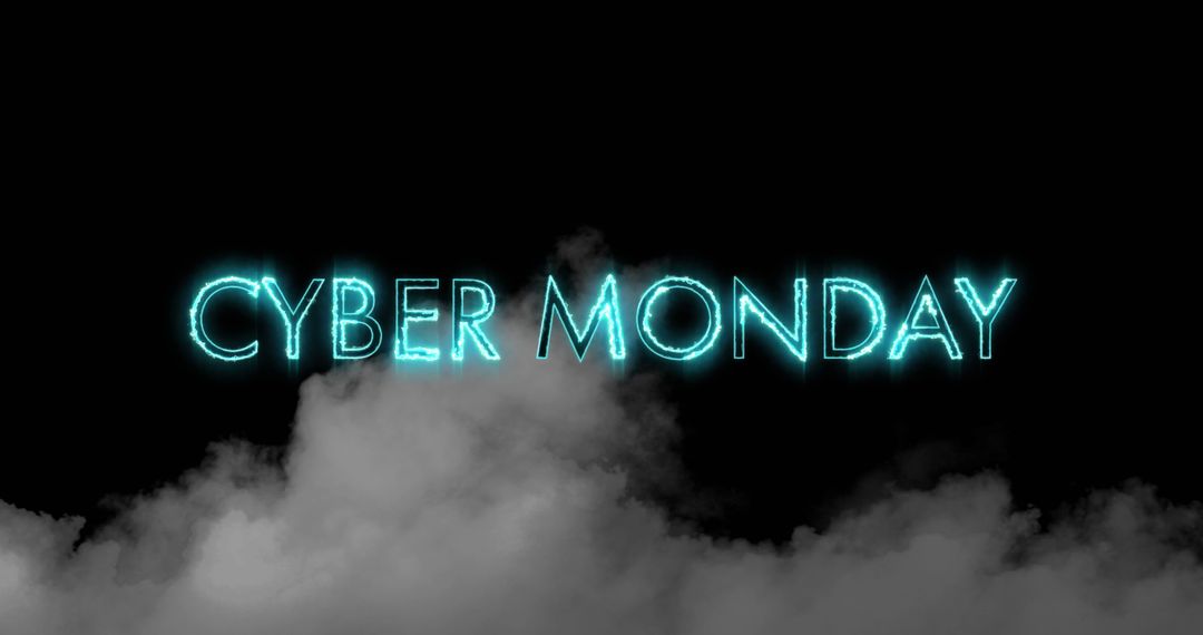 Cyber Monday Neon Text Above Dark Smoke Cloud