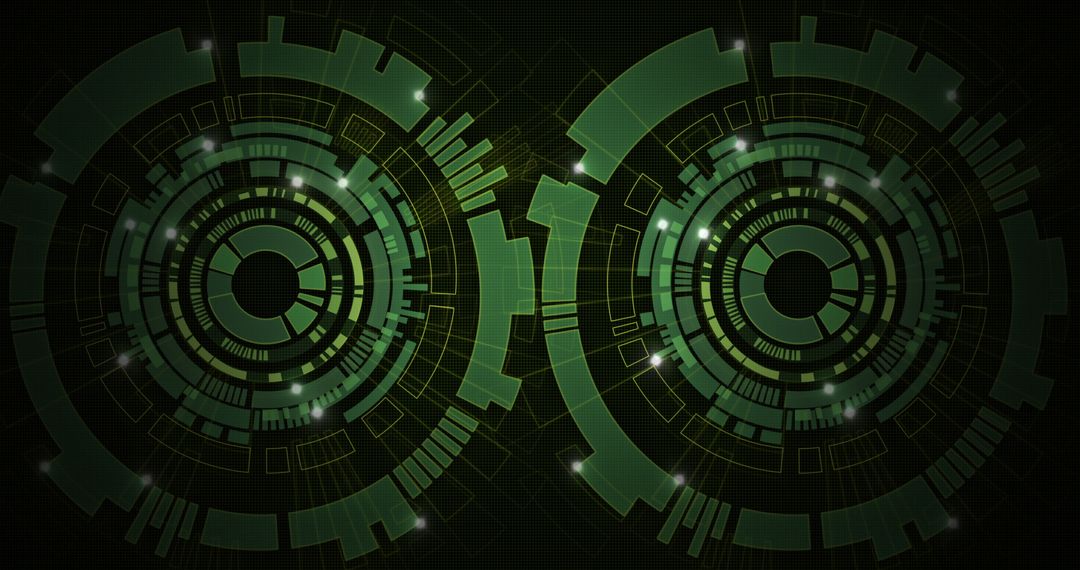 Futuristic Digital Interface with Green Geometric Holograms