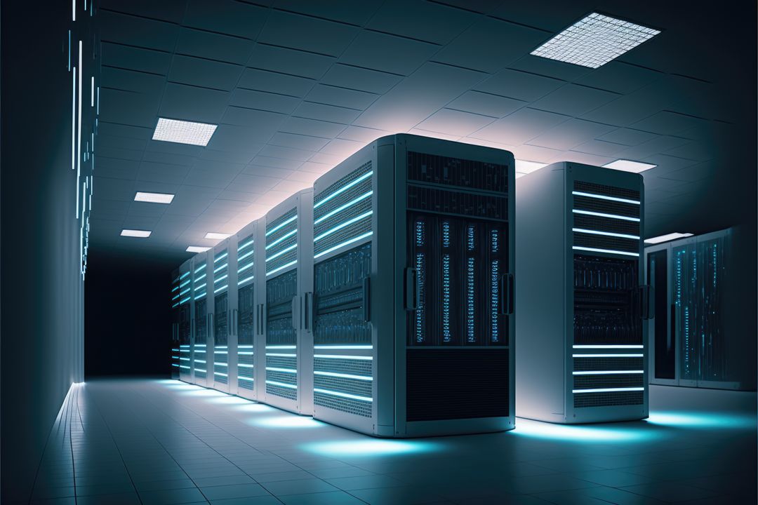 Modern Data Center with Server Racks and Futuristic Lighting - Free Images, Stock Photos and Pictures on Pikwizard.com