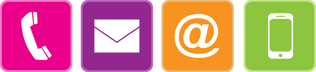 Colorful Communication Icons Set on Transparent Background