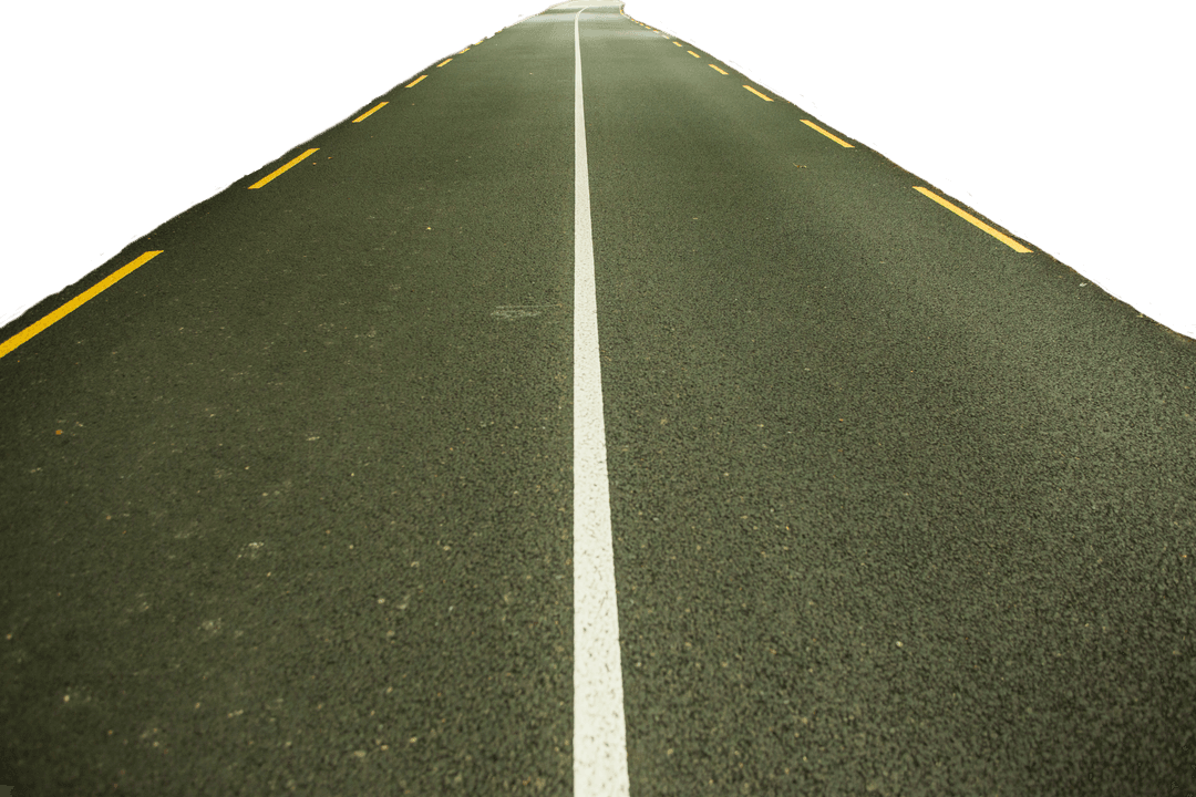Straight Asphalt Road on Transparent Background for Travel Designs