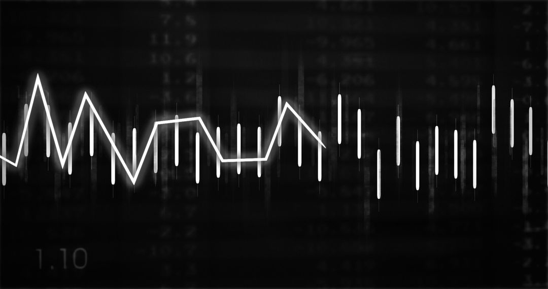 Abstract Financial Chart Overlay with Sporadic White Lines