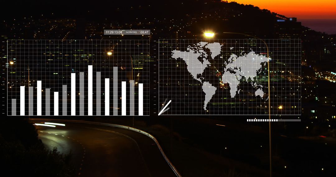 Global Data Analytics Over Urban Scene at Sunset
