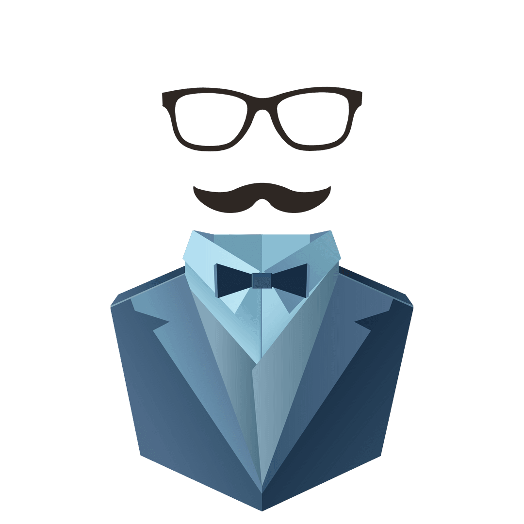 Minimalist Character with Glasses and Mustache Transparent Background Vector