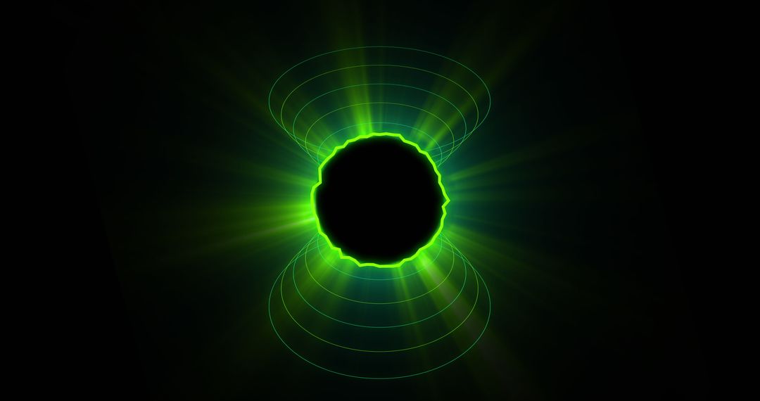Abstract Green Glowing Eclipse Over Dark Background
