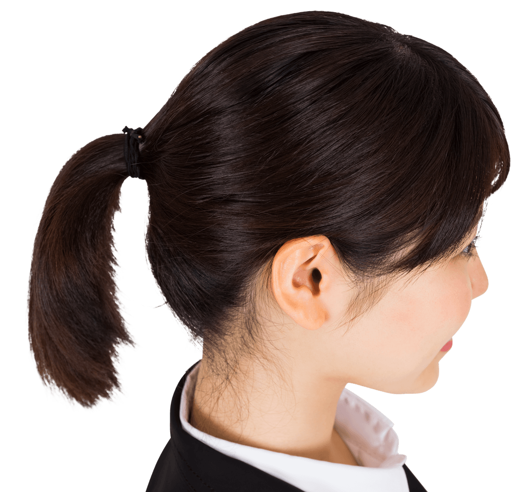 Transparent Portrait Of Smiling Businesswoman With Ponytail