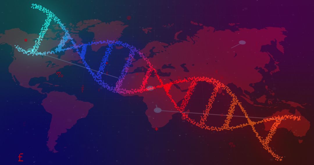 Global DNA Strand with Data Elements Highlighting Scientific Discovery