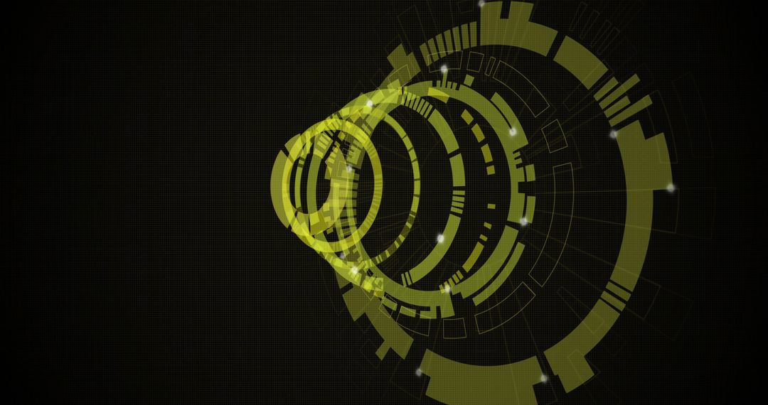 Futuristic Digital Interface with Moving Circles on Dark Background