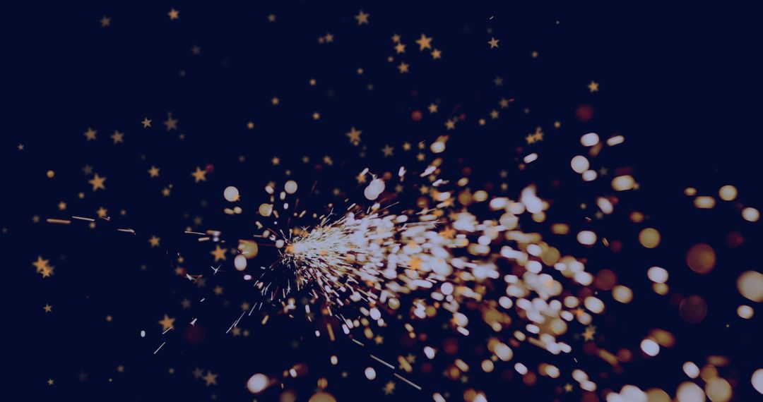 Radiant Golden Sparks with Star Bokeh in Cosmic Background