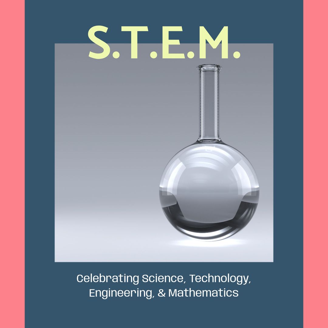 STEM Celebration with Laboratory Flask and Educational Theme