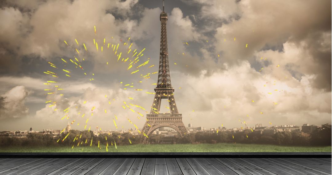 Spectacular Fireworks Lighting Up Eiffel Tower Skyline