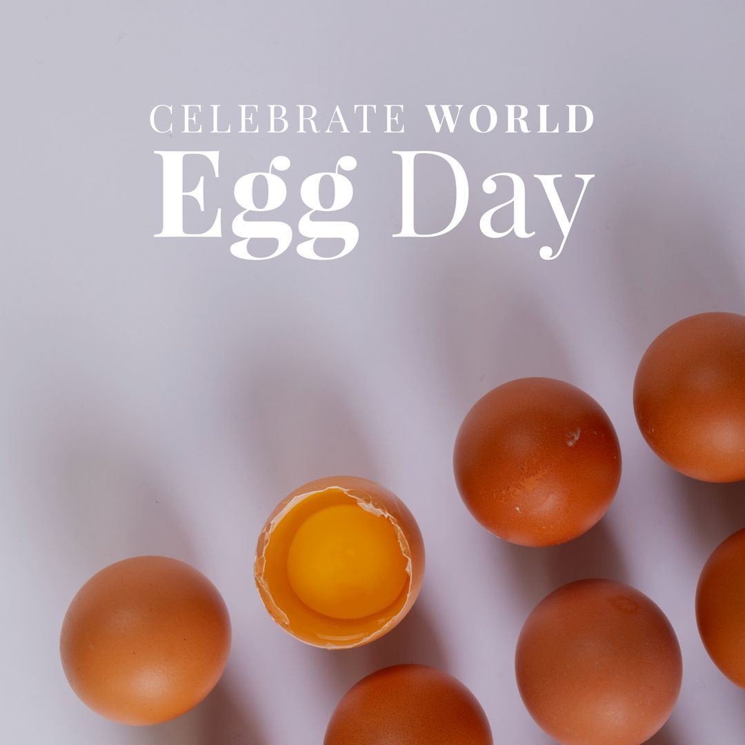 World Egg Day Celebration with Brown Eggs and Broken Shell