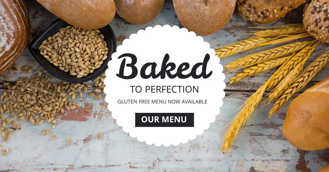 Fresh Gluten-Free Bread with Baked to Perfection Sign - Download Free Stock Templates Pikwizard.com