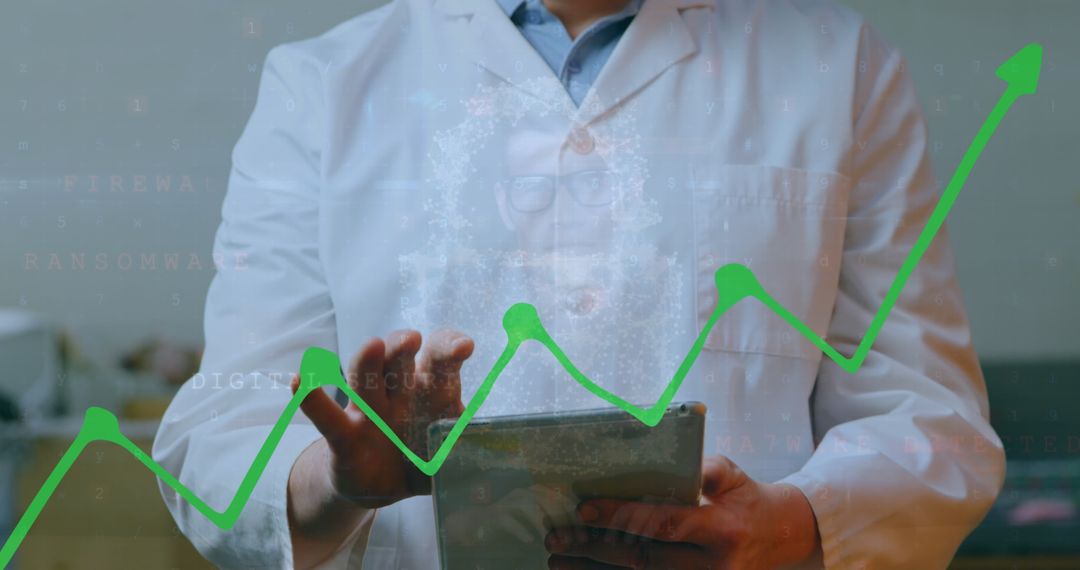 Professional Analyzing Data on Tablet with Rising Financial Graph