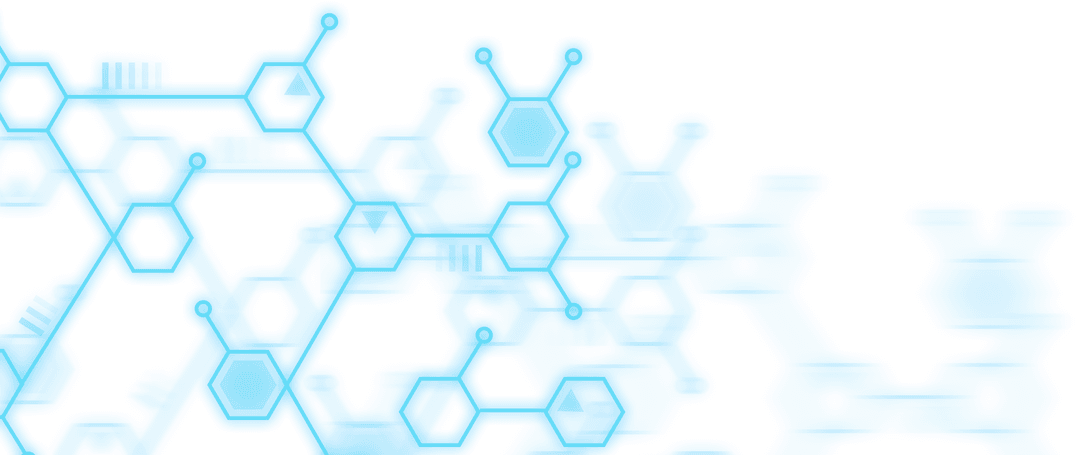 Abstract hexagonal connections on transparent background