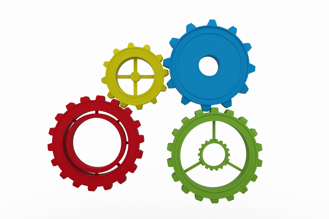 Colorful Geared Cogs on Transparent Background Vector Illustration