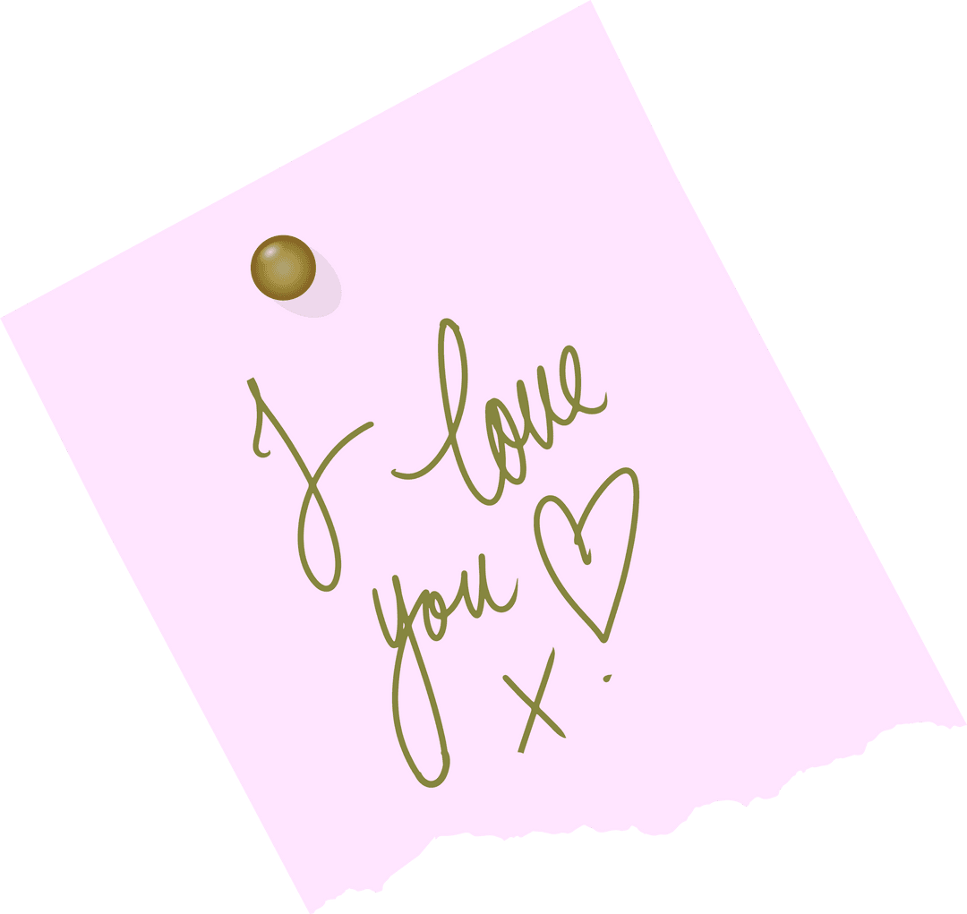 Romantic Cursive Love Note on Transparent Background