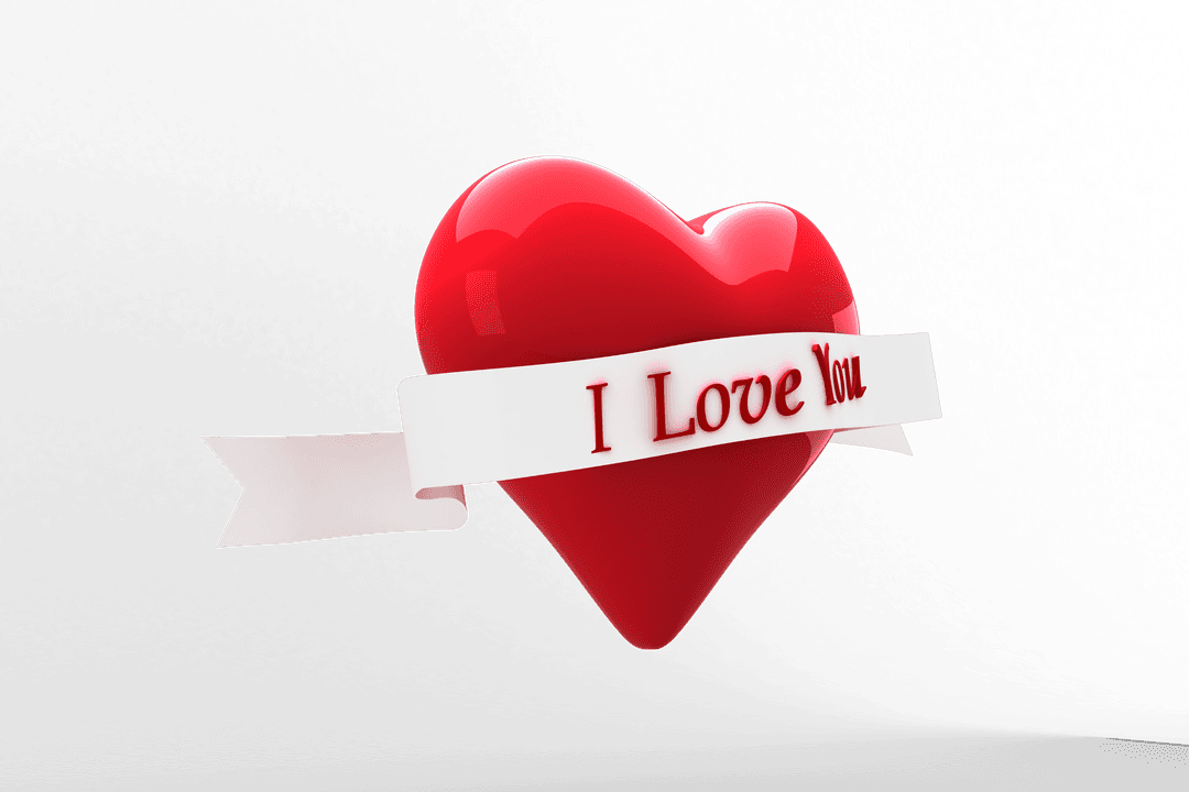 Heart with I Love You Text on Transparent Background for Valentine
