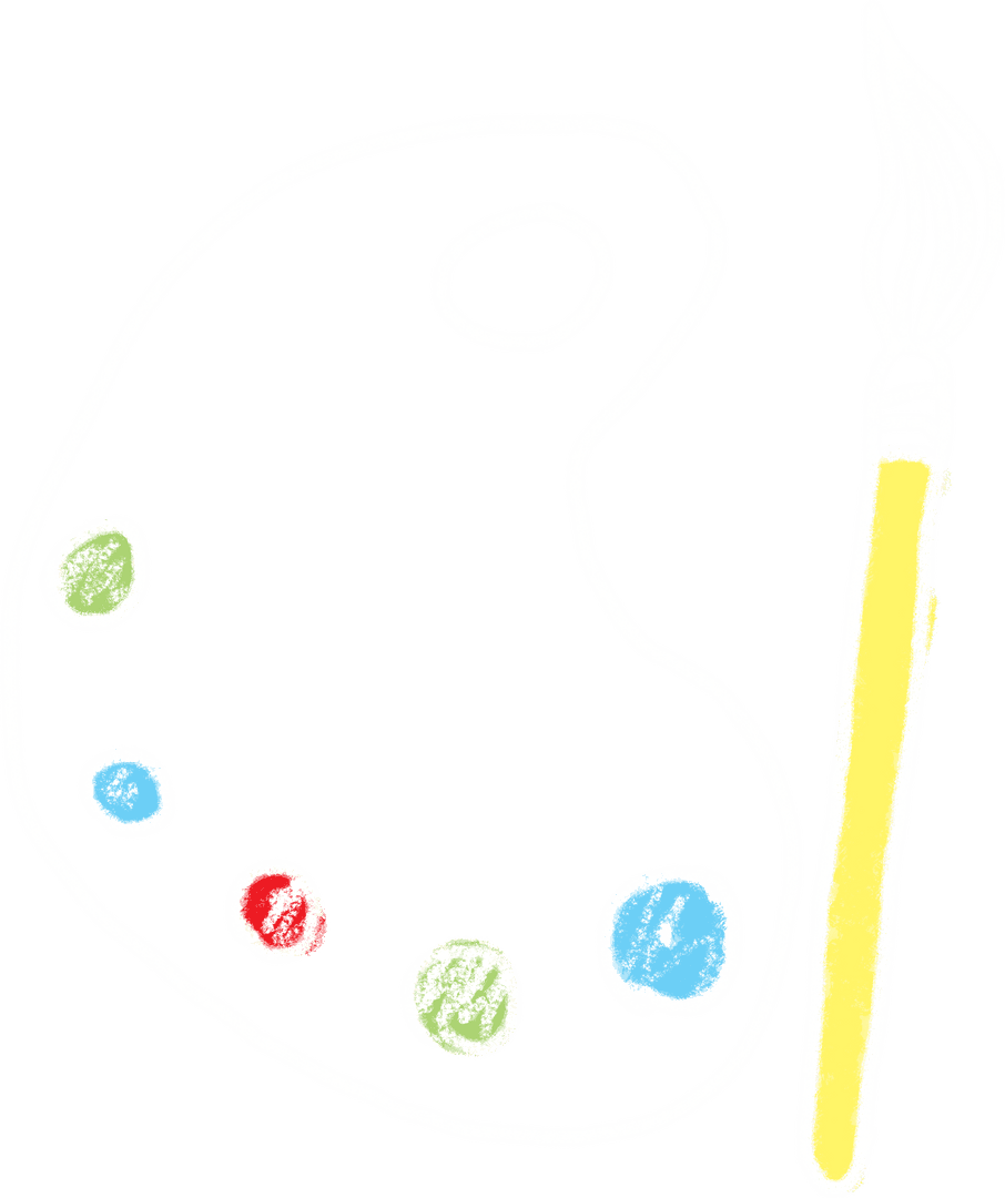 Transparent Sketch of Paintbrush and Palette Design