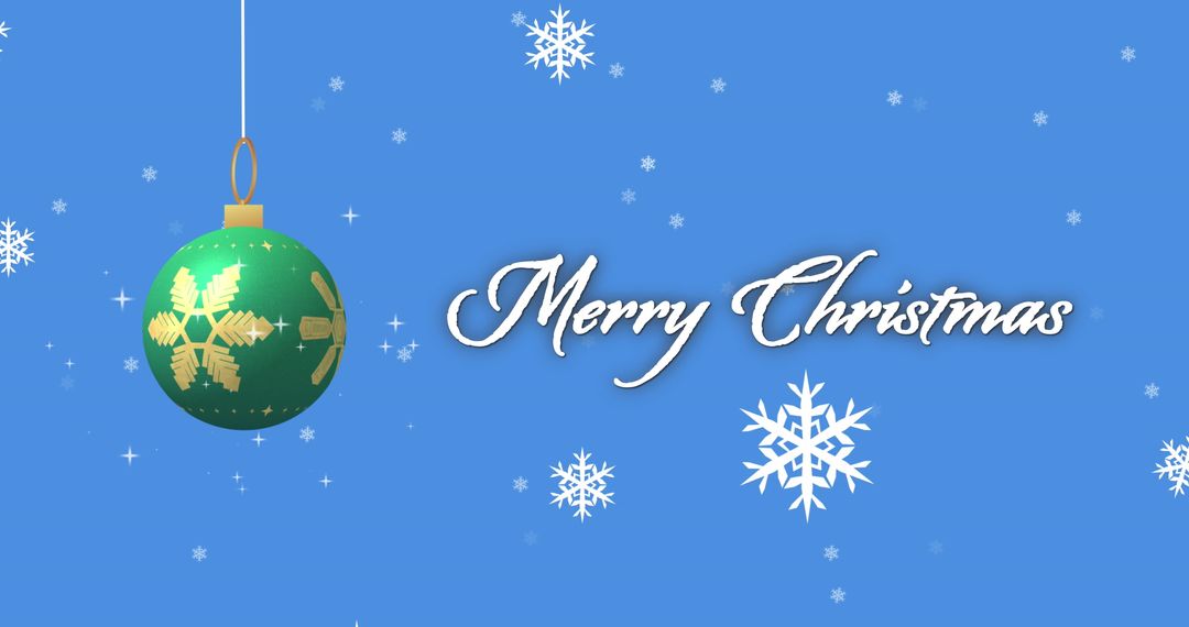 Blue Christmas Background with Ornaments and Snowflakes