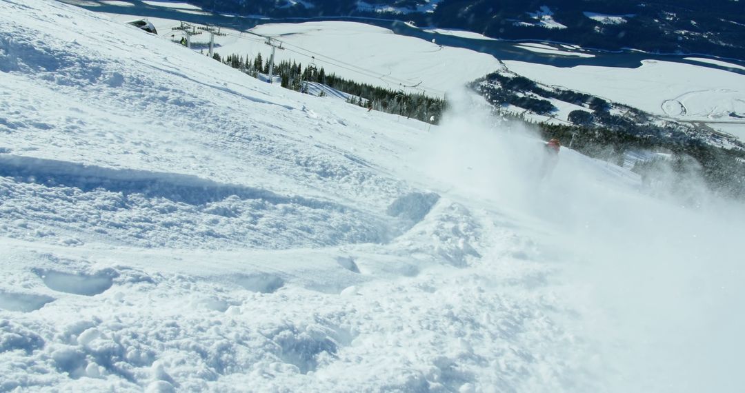 Skier making powerful turn on snowy mountain slope - Free Images, Stock Photos and Pictures on Pikwizard.com