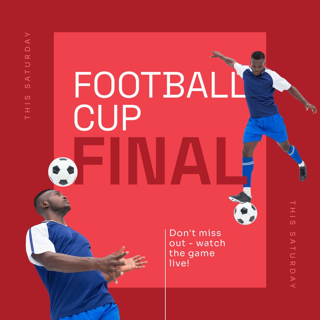 Football Cup Final Promotion with Football Player on Red Background - Download Free Stock Templates Pikwizard.com