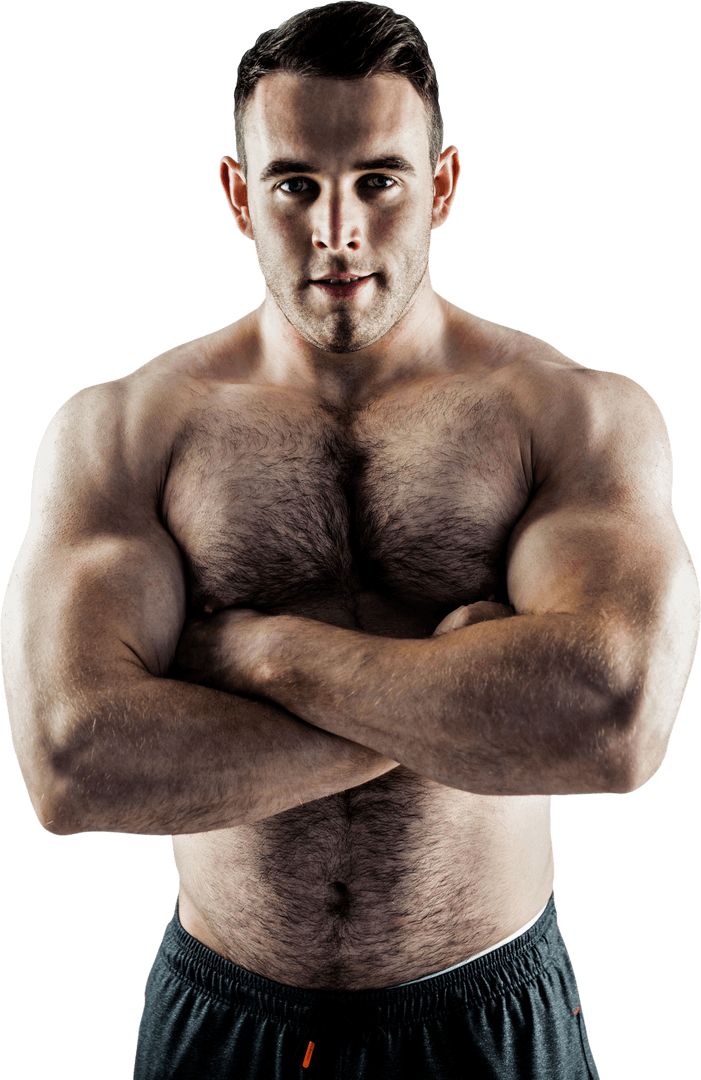 Transparent Background Muscular Man with Crossed Arms