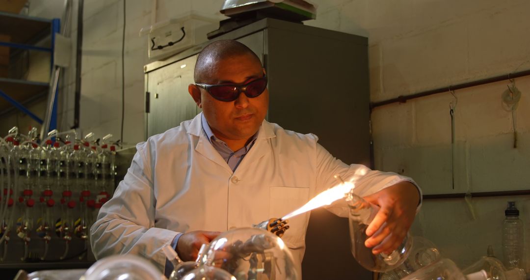 Scientist in laboratory performing glassware experiment - Free Images, Stock Photos and Pictures on Pikwizard.com