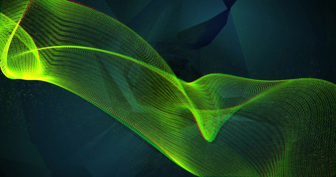 Abstract Green Waves on Dark Background Representing Technology