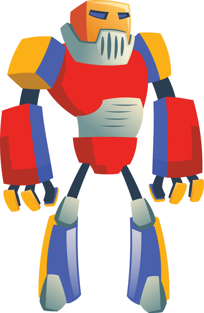 Stylized Colorful Robot Character on Transparent Background