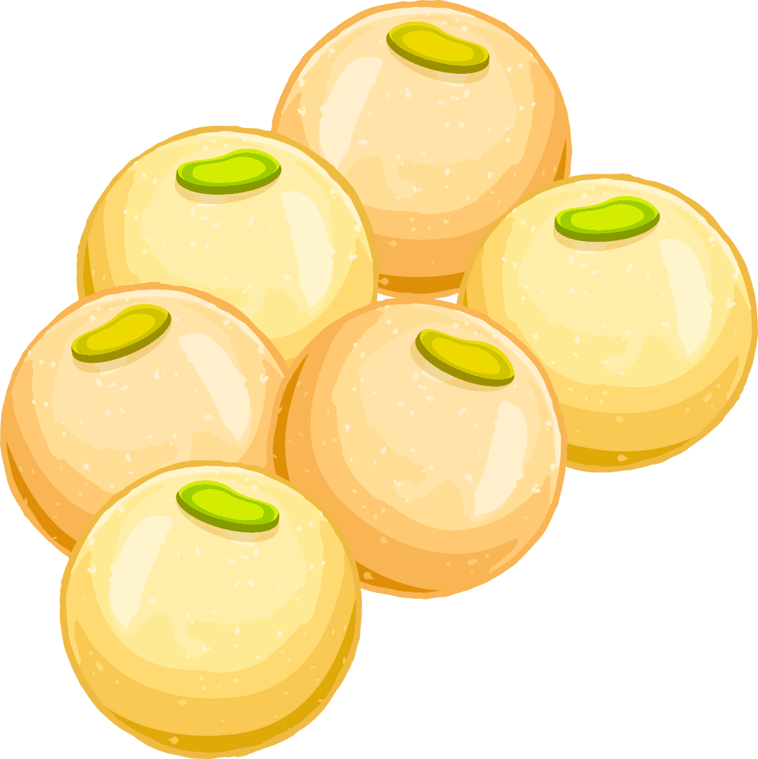 Floating Yellow Desserts with Green Toppings on Transparent Background