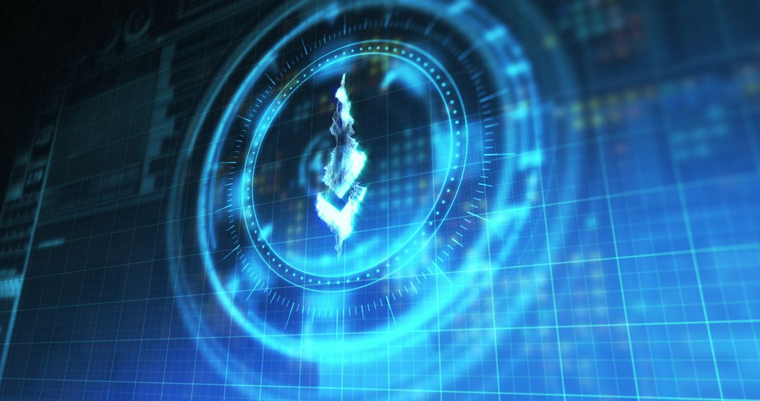 Digital Ethereum Symbol in Futuristic HUD Interface