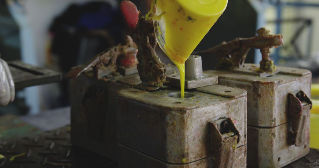 Close-Up of Metal Casting Process with Molten Yellow Material - Free Images, Stock Photos and Pictures on Pikwizard.com