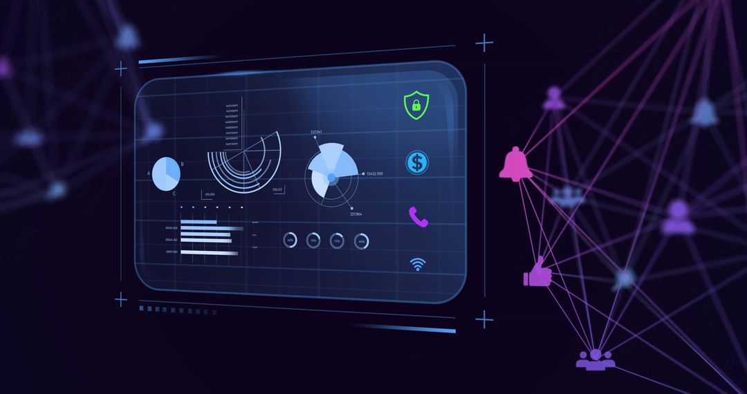 Futuristic Financial Data Interface and Network Connections