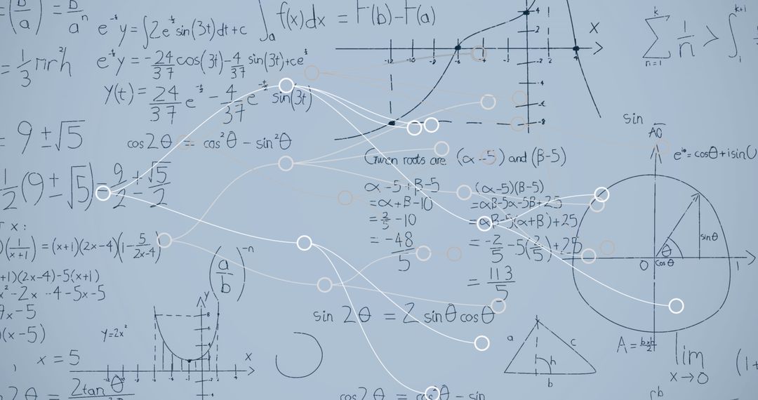 Abstract Math Formulas on Grey Background with Connections - Free Images, Stock Photos and Pictures on Pikwizard.com