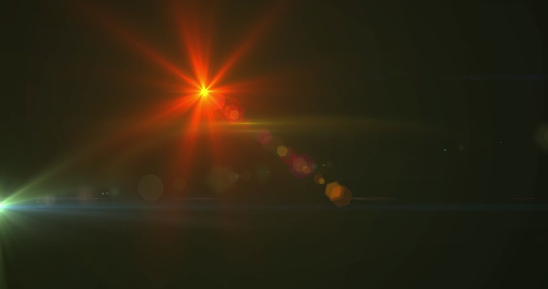 Vibrant Lens Flare Burst on Dark Background