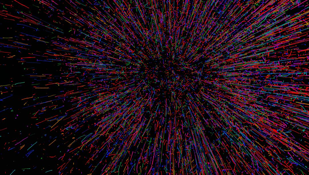 Vibrant Radiating Multicolored Streaks on Black Background