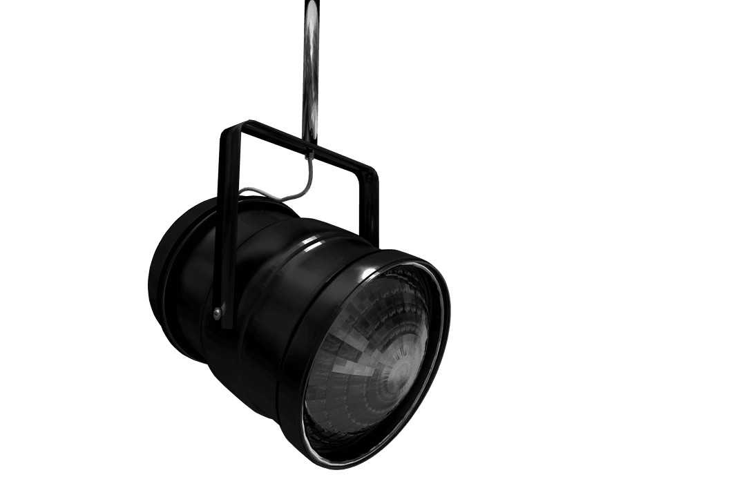 Transparent Close-Up of Black Stage Light Fixture