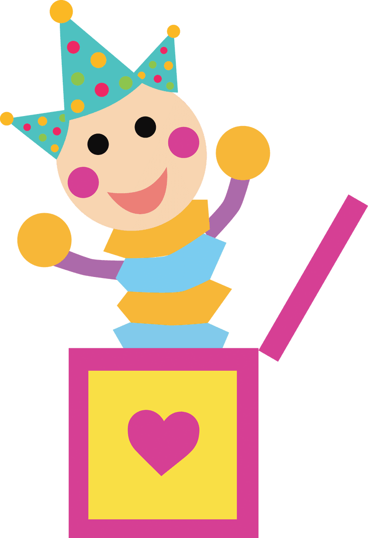 Cheerful Jack-in-the-Box Toy Design on Transparent Background
