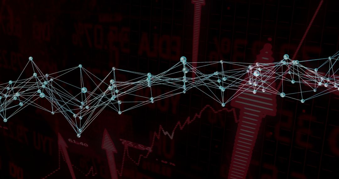 Digital Network Overlay on Financial Data Chart