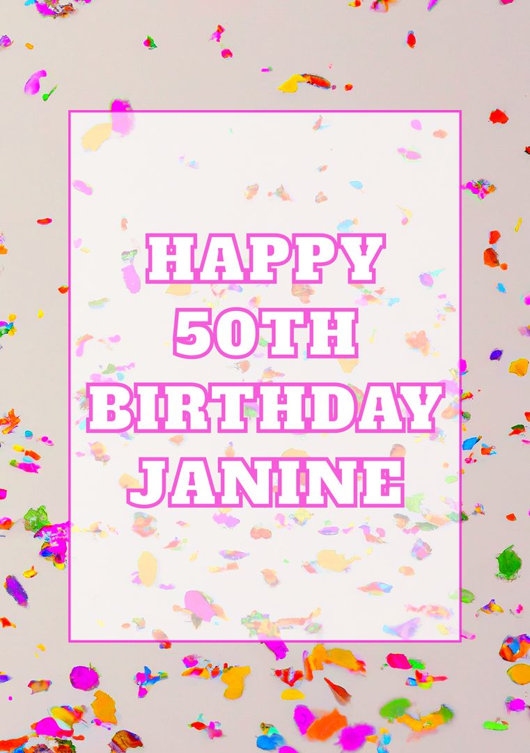 Colorful Birthday Greeting with Confetti for 50th Celebration - Download Free Stock Templates Pikwizard.com