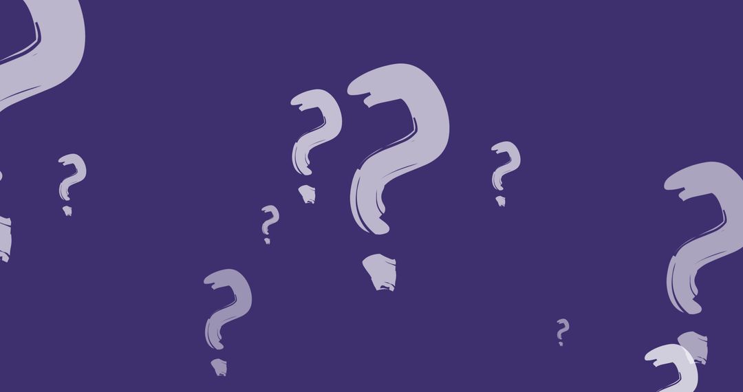 Hand Drawn Question Marks on Purple Abstract Background